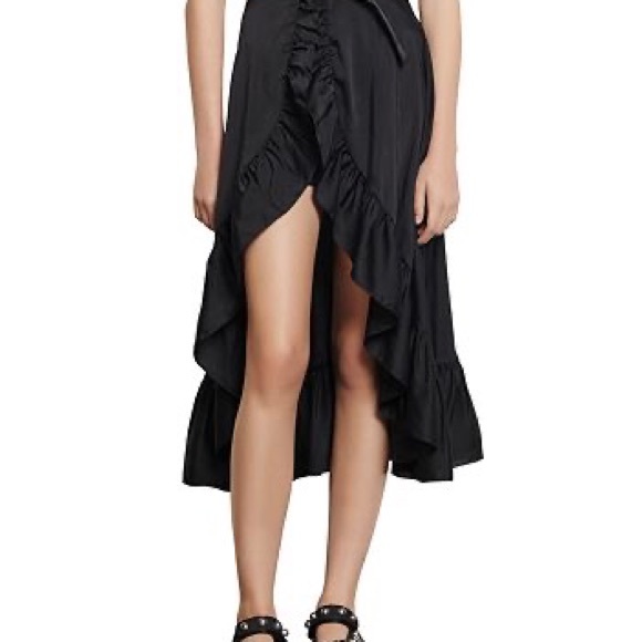 SANDRO IIONA WRAP SKIRT BUILT IN SHORTS RUFFLE BLACK NWT SZ XS - Picture 6 of 13